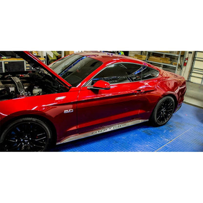 Brushed Stainless Side Skirt Overlays w/Polished 'Mustang' for 2015-2016 Mustang