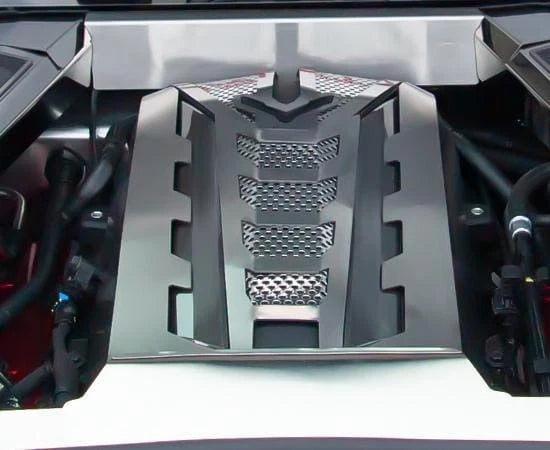 Brushed Engine Shroud Kit with Perforated Inserts for Chevrolet Corvette C8 (2020–2021)