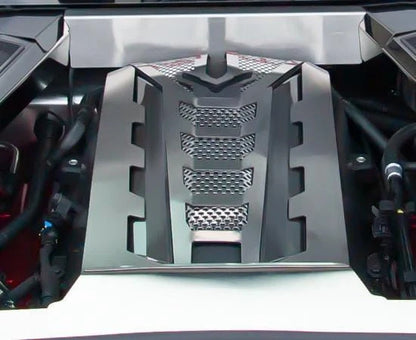 Brushed Engine Shroud Kit with Perforated Inserts for Chevrolet Corvette C8 (2020–2021)