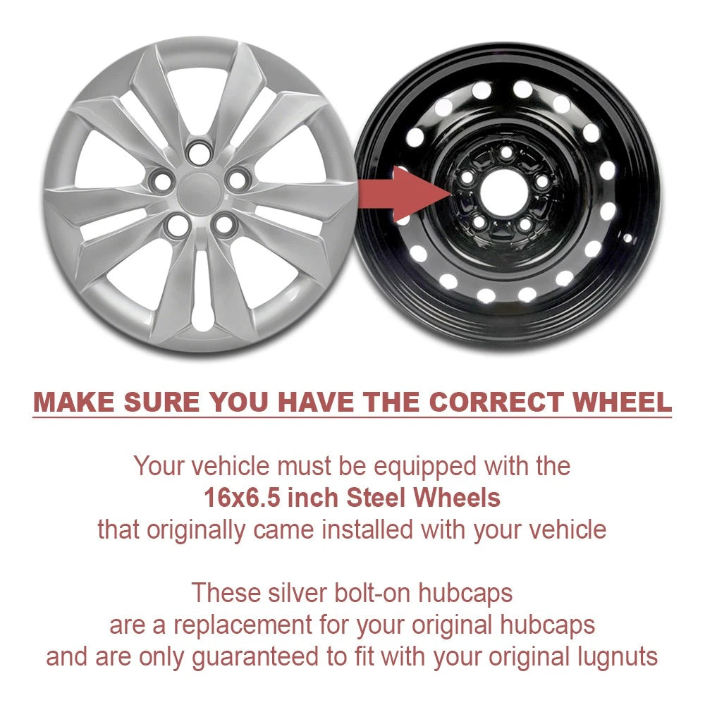 Hub Caps Full Rim Bolt-On Set for Hyundai Sonata GLS (2006–2014)