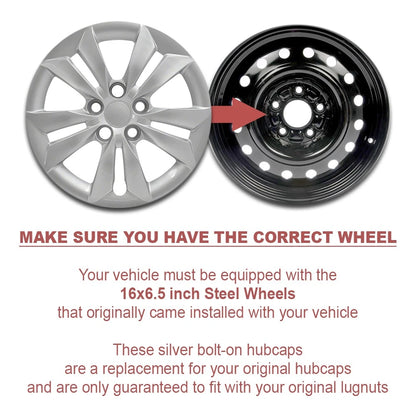 Hub Caps Full Rim Bolt-On Set for Hyundai Sonata GLS (2006–2014)