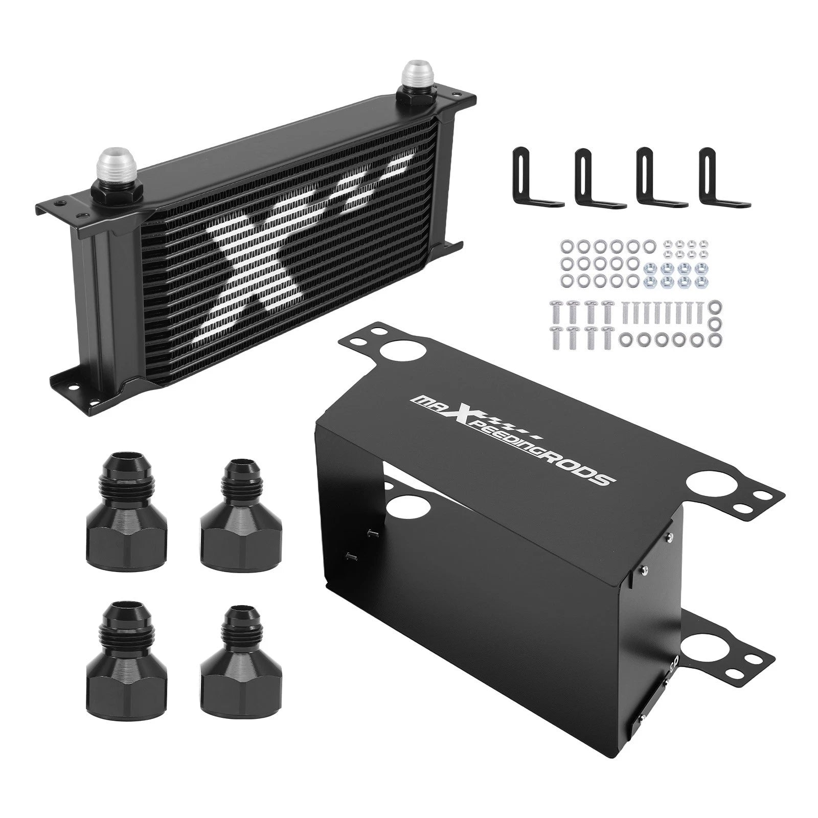 16-Row Oil Cooler Kit AN10 for Universal Vehicle Installation (Black) (2020-2020)
