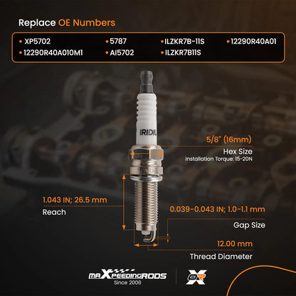 Iridium Spark Plugs for Acura TSX 2.4L (2009–2014)