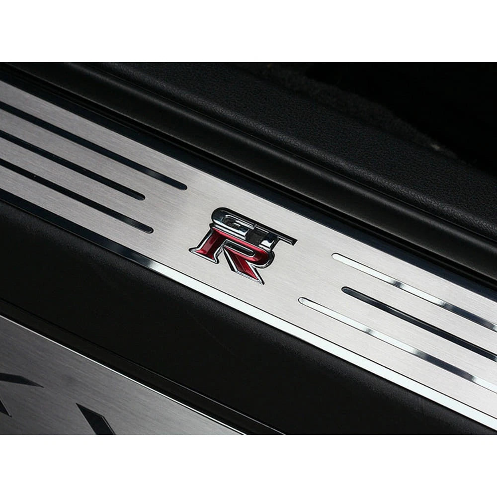 Inner Door Sill Trim Kit Polished Stainless Steel for Nissan GT-R (2010–2013)
