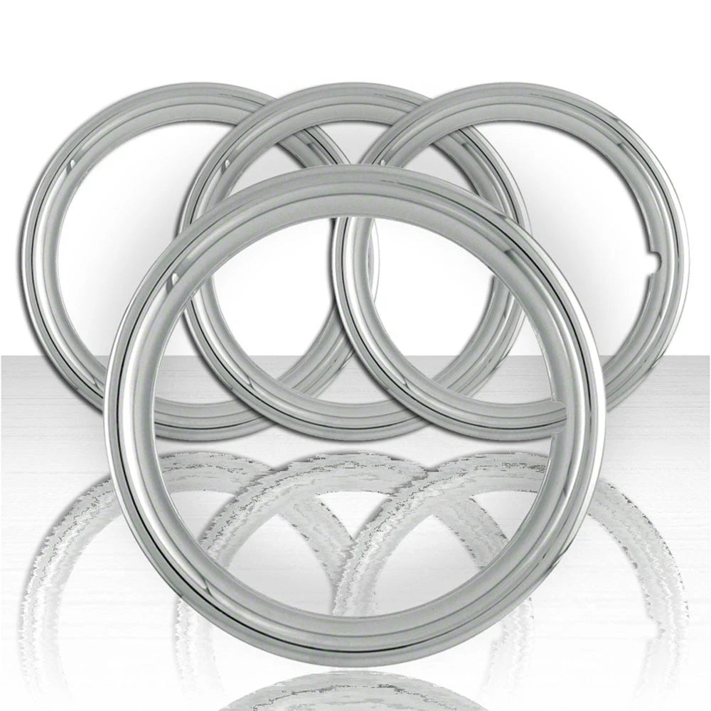 4 CHROME METAL 15" STEEL WHEEL TRIM RINGS BEAUTY RIMS RING RIM BAND for GM