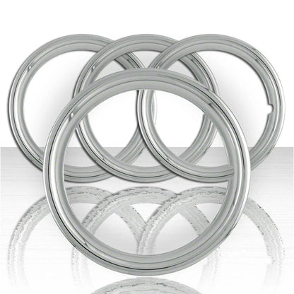 4 CHROME METAL 15" STEEL WHEEL TRIM RINGS BEAUTY RIMS RING RIM BAND for GM