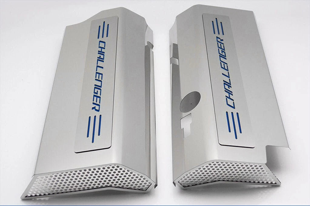 Fuel Rail Covers w/Dark Blue Vinyl "Challenger" Inlay for 08-11 SRT8 w/OE Intake