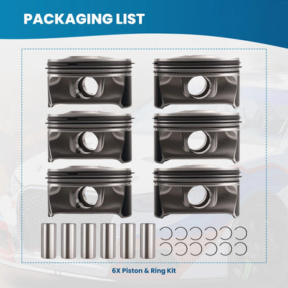 3.6L Engine Pistons and Rings Kit for GMC Acadia Chevy Traverse (2009–2015)