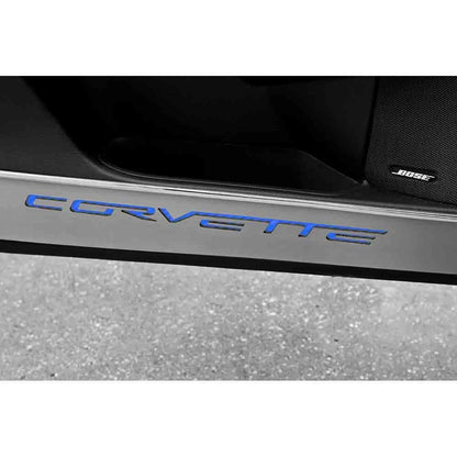Laser Cut Door Guards with Black Vinyl Corvette Inlay for 2005-2013 Corvette
