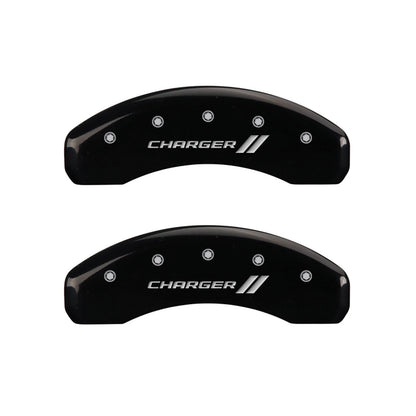 Caliper Covers with Stripes for Black 2006-2010 Dodge Charger SRT8 by MGP