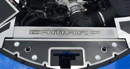 Carbon Fiber Front Header Plate with White Vinyl for Chevrolet Camaro (2016–2020)