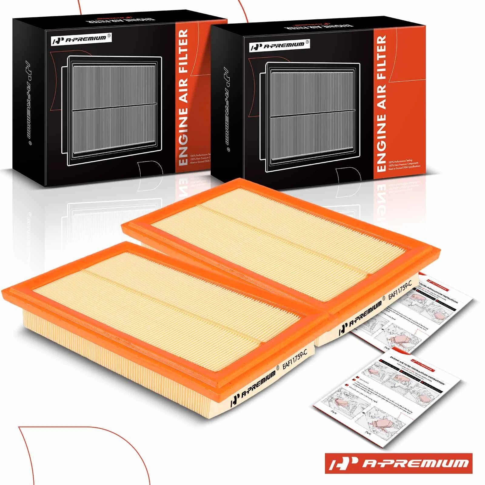 2X Engine Air Filter for Mercedes-Benz C300 E300 GLC300 SLK300 (2015–2020)