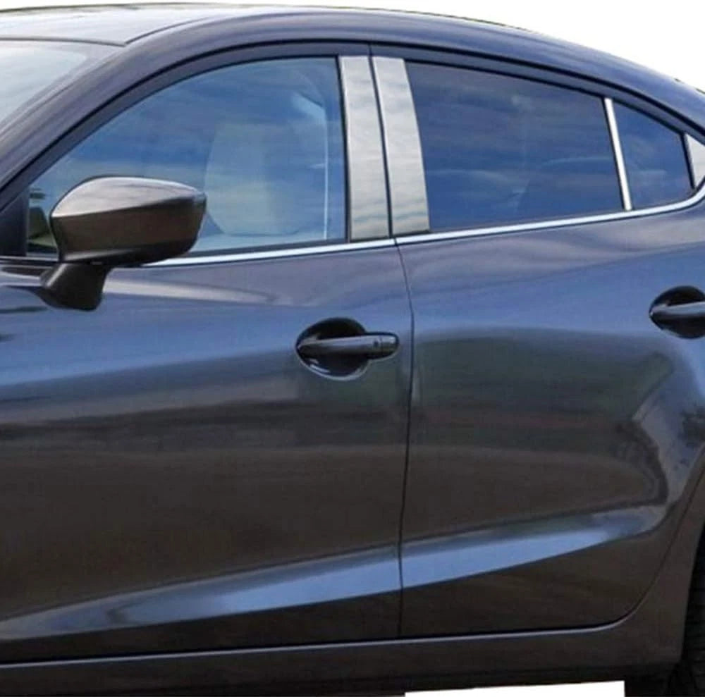 8pc Stainless Steel Pillar Posts with Triangles for Mazda 3 (2014–2018)