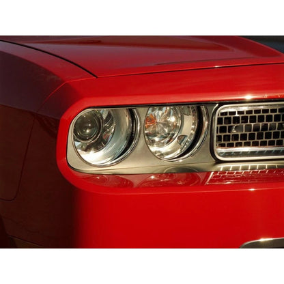 Brushed Stainless Steel Headlight Surrounds for 2008-2014 Dodge Challenger SRT8