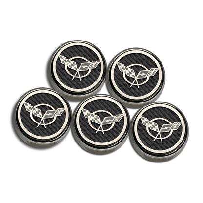 Chrome Cap Covers w/Green Carbon Fiber Inlay for 97-04 Chevy Corvette Automatic
