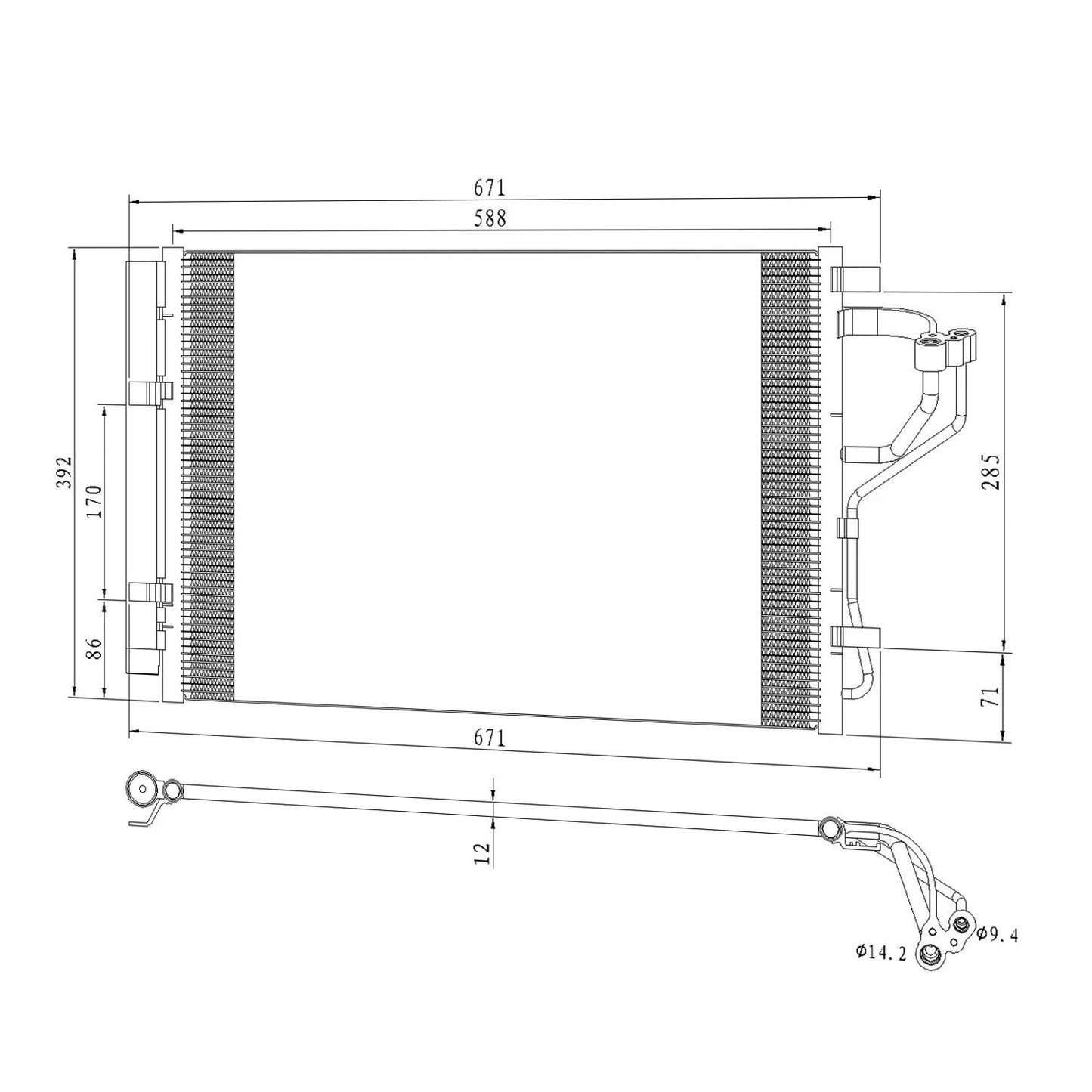 A/C Condenser Replacement for 2014 Kia Forte (2014–2014)