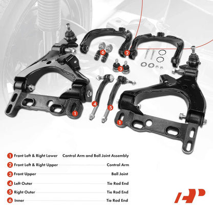 10x Control Arm with Ball Joint Tie Rod for Chevrolet Trailblazer (2002–2009)