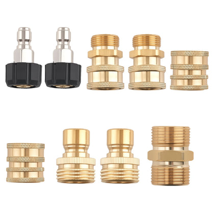 Brass Quick Connect Kit for Pressure Washer M22-14 Swivel Universal (9PCS)