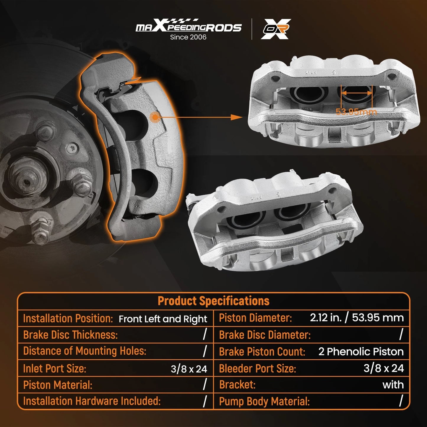 Front Left & Right Brake Calipers w/ Bracket for Ford Expedition F-150 (2015–2020)
