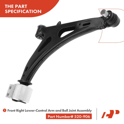 2X Front Lower Control Arm with Ball Joint for Chevrolet Impala (2014–2020)