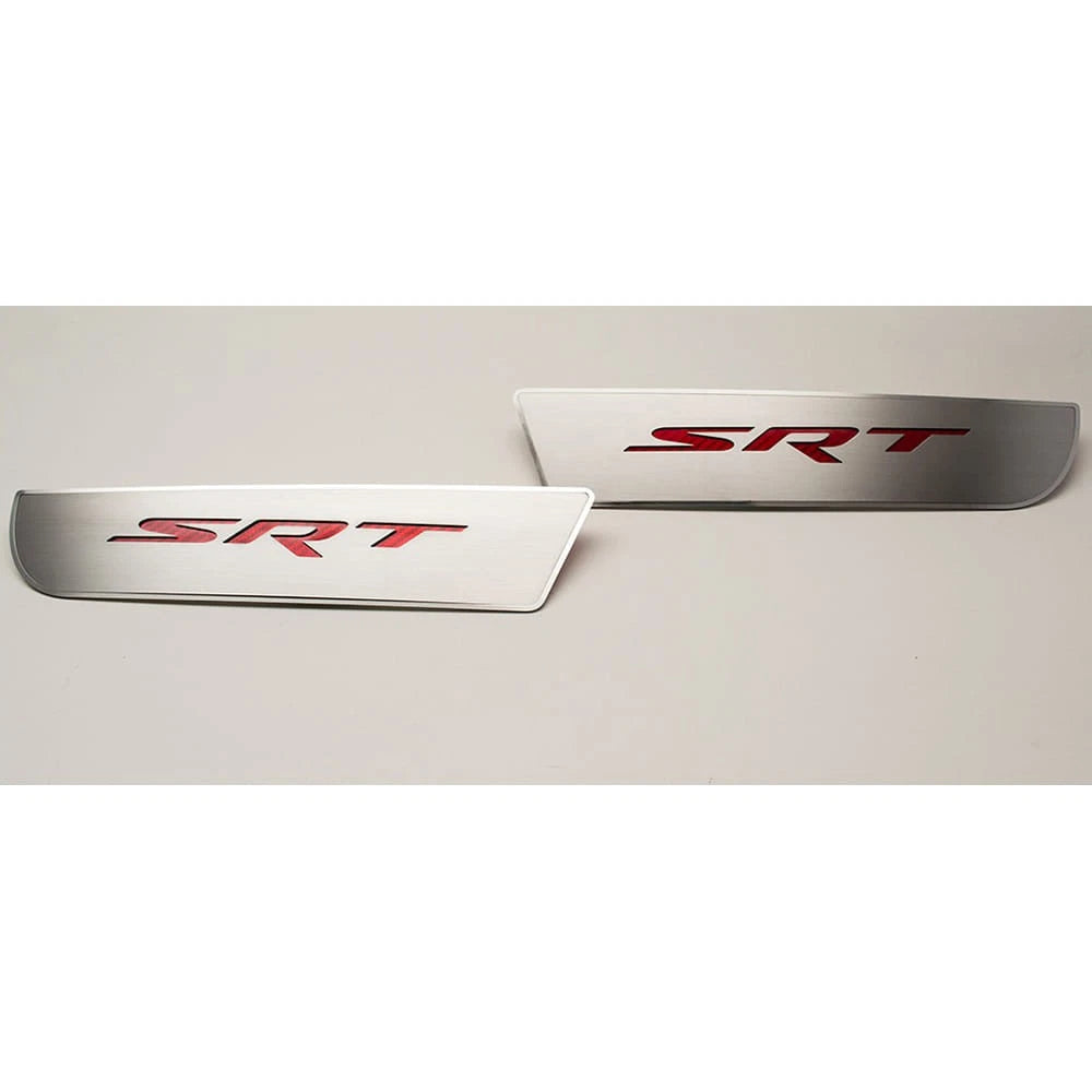 Front Door Badges Replacement Stainless Steel w Black SRT for 2011-2015 Dodge Charger