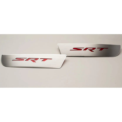 Front Door Badges Replacement Stainless Steel w Black SRT for 2011-2015 Dodge Charger