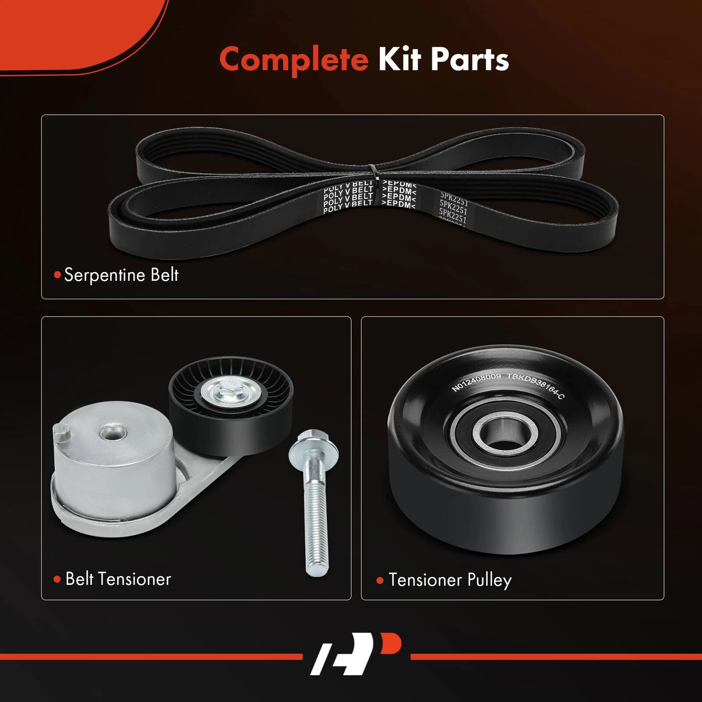 3X Serpentine Belt Drive Component Kit for Chevy Cavalier (1998–2002)
