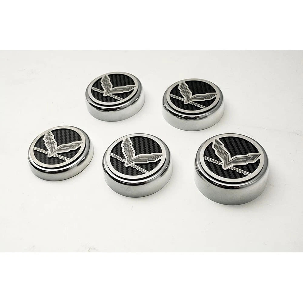 5pc Cap Covers w/Purple CF Vinyl Inlay&Flags for 2016-2019 Corvette GS Automatic
