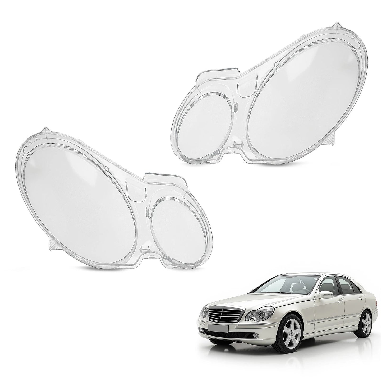 Headlamp Lens Covers Pair for Mercedes-Benz W211 E-Class (2002–2008)