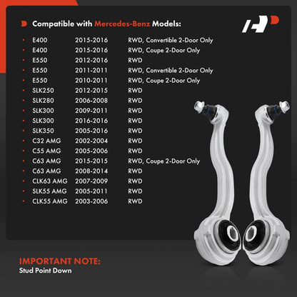 2X Front Lower Control Arm with Ball Joint for Mercedes-Benz C230 (2007–2010)