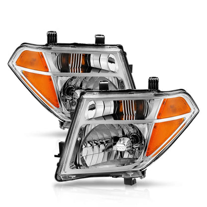 Chrome Clear Headlight Set with Reflector for Nissan Frontier (2005–2008)