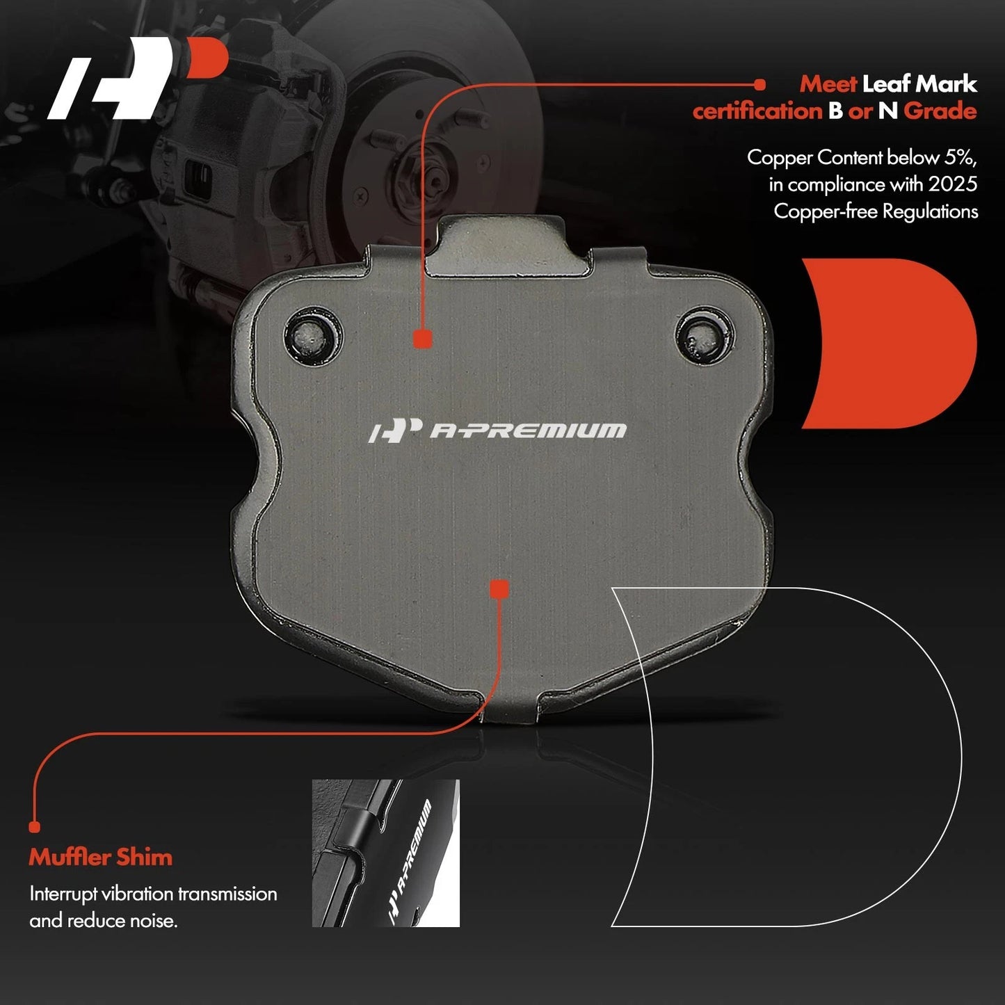 8x Front Ceramic Brake Pads for Chevrolet Corvette (2006–2013)