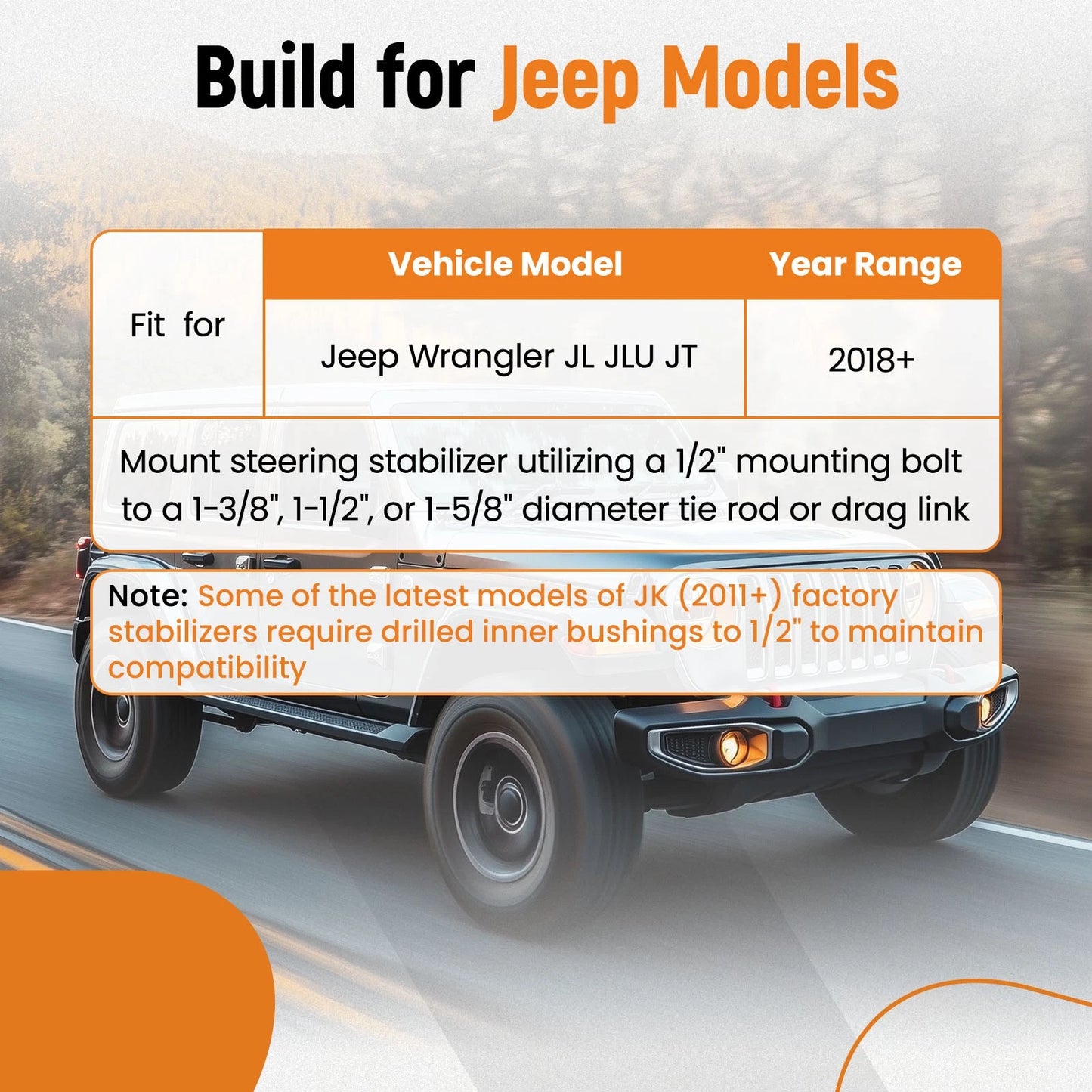 Engineered Steering Kit for Jeep Wrangler JL JLU JT (2018–2025) Black Steel