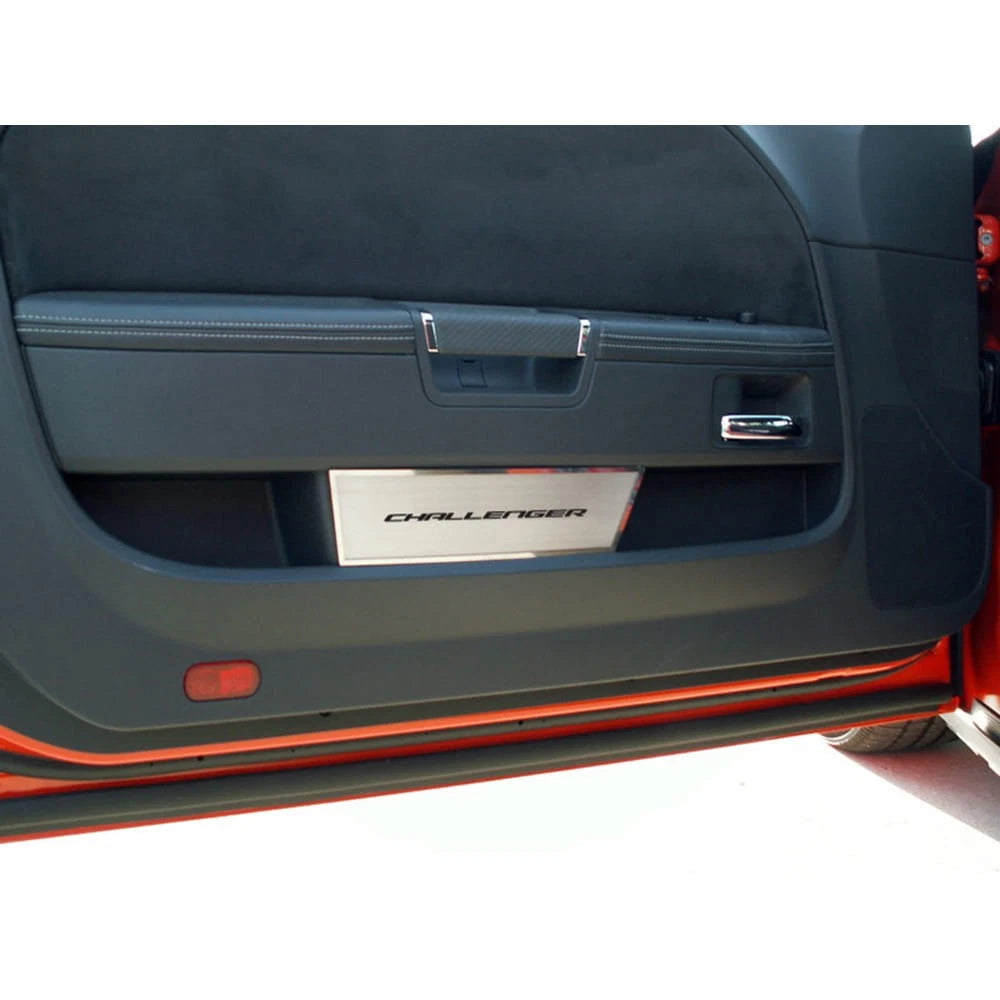 Modern Door Badges w/Orange Carbon Fiber 'Challenger' Inlay for 08-14 Challenger