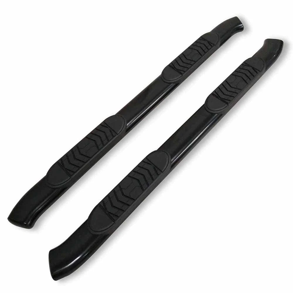 Black 5in Oval Bent w/2 Pads Step Nerf Bar for 2005-2019 Toyota Tacoma Crew Cab