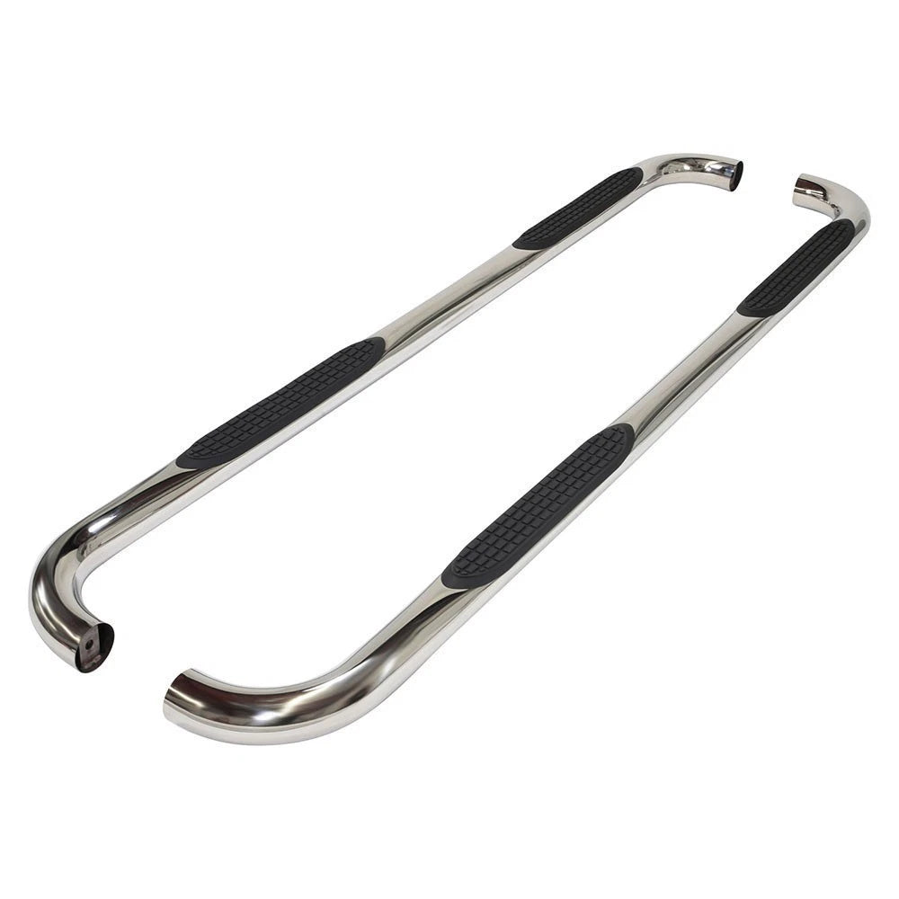 Polished 3in Round Bent w/2 Pads Step Nerf Bar for 2005-19 Toyota Tacoma Ext Cab