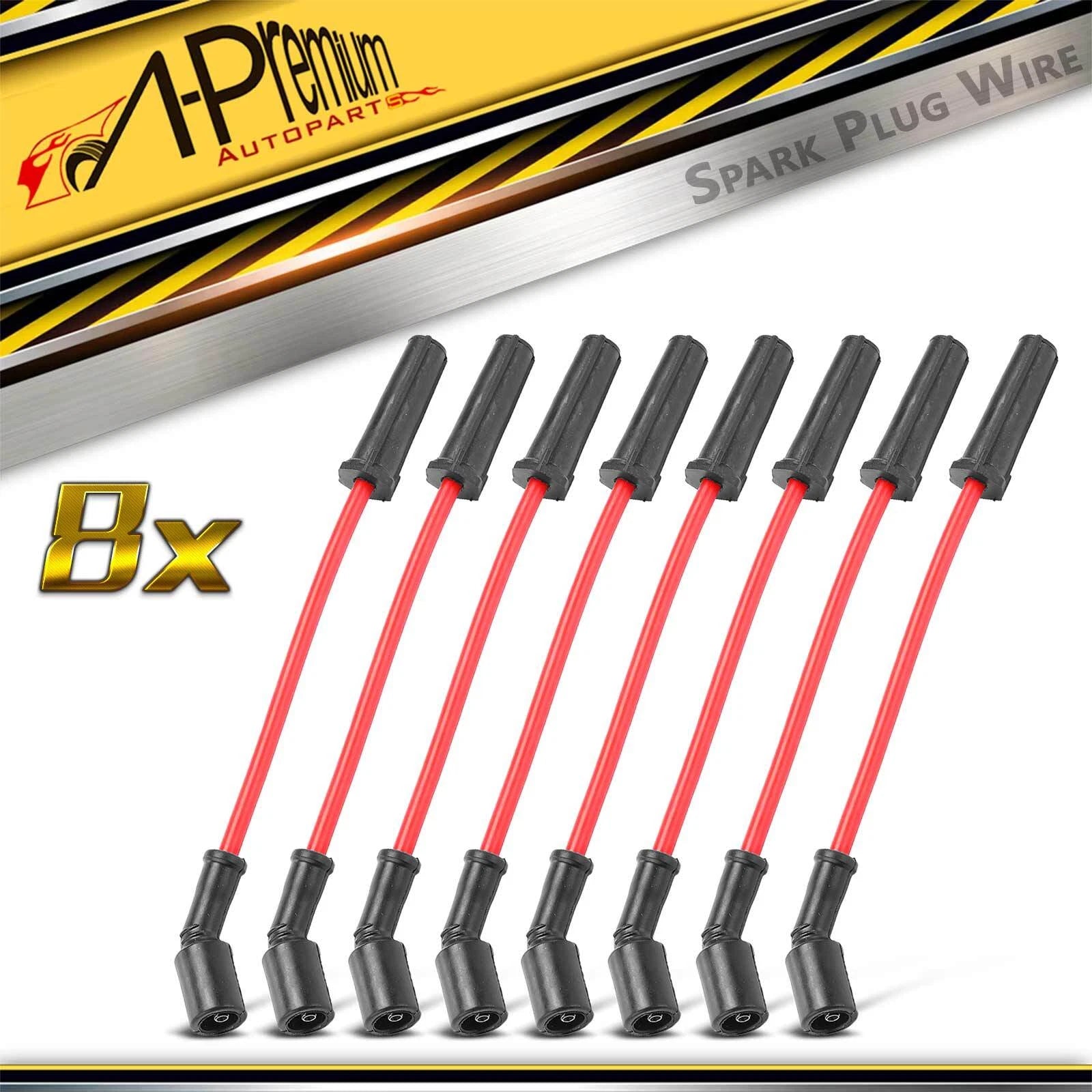 8x Spark Plug Wire Set for Chevrolet Camaro Pontiac Firebird Corvette (1977–2002)