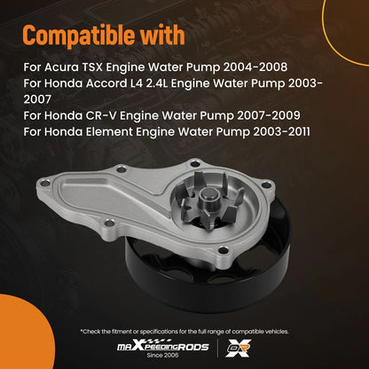 Direct Fit Water Pump for Honda Accord CR-V Element TSX 2.4L (2003–2011)