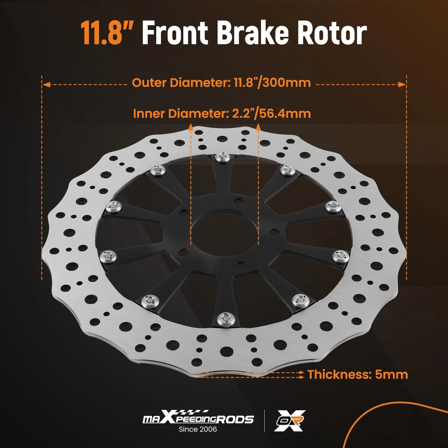 11.8" Front Brake Rotor Disc for Harley-Davidson Touring Electra Glide (2014–2024)