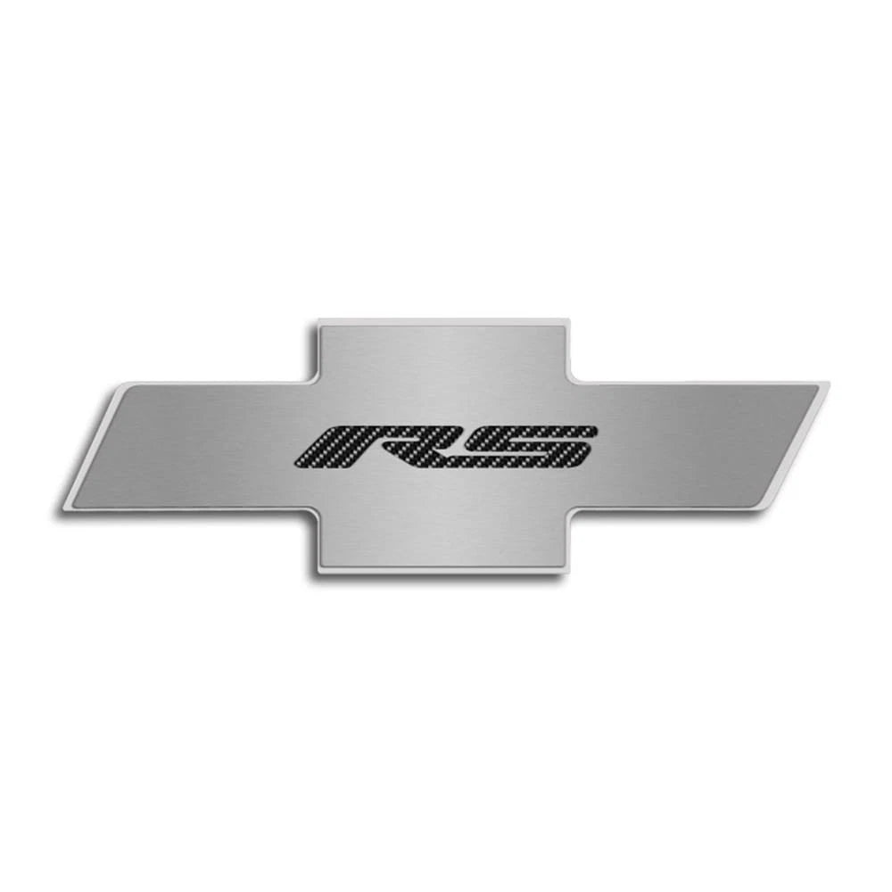 Hood Badge w/Orange Carbon Fiber 'RS' Inlay for 10-15 Chevy Camaro fits OEM Pad
