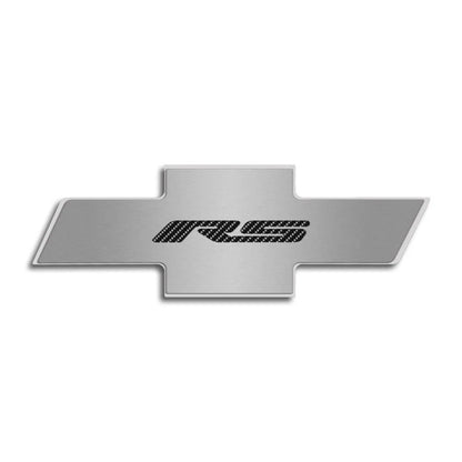 Hood Badge w/Orange Carbon Fiber 'RS' Inlay for 10-15 Chevy Camaro fits OEM Pad