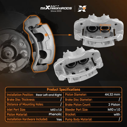 Disc Rear Left & Right Brake Calipers for Ford Excursion 2000–2005