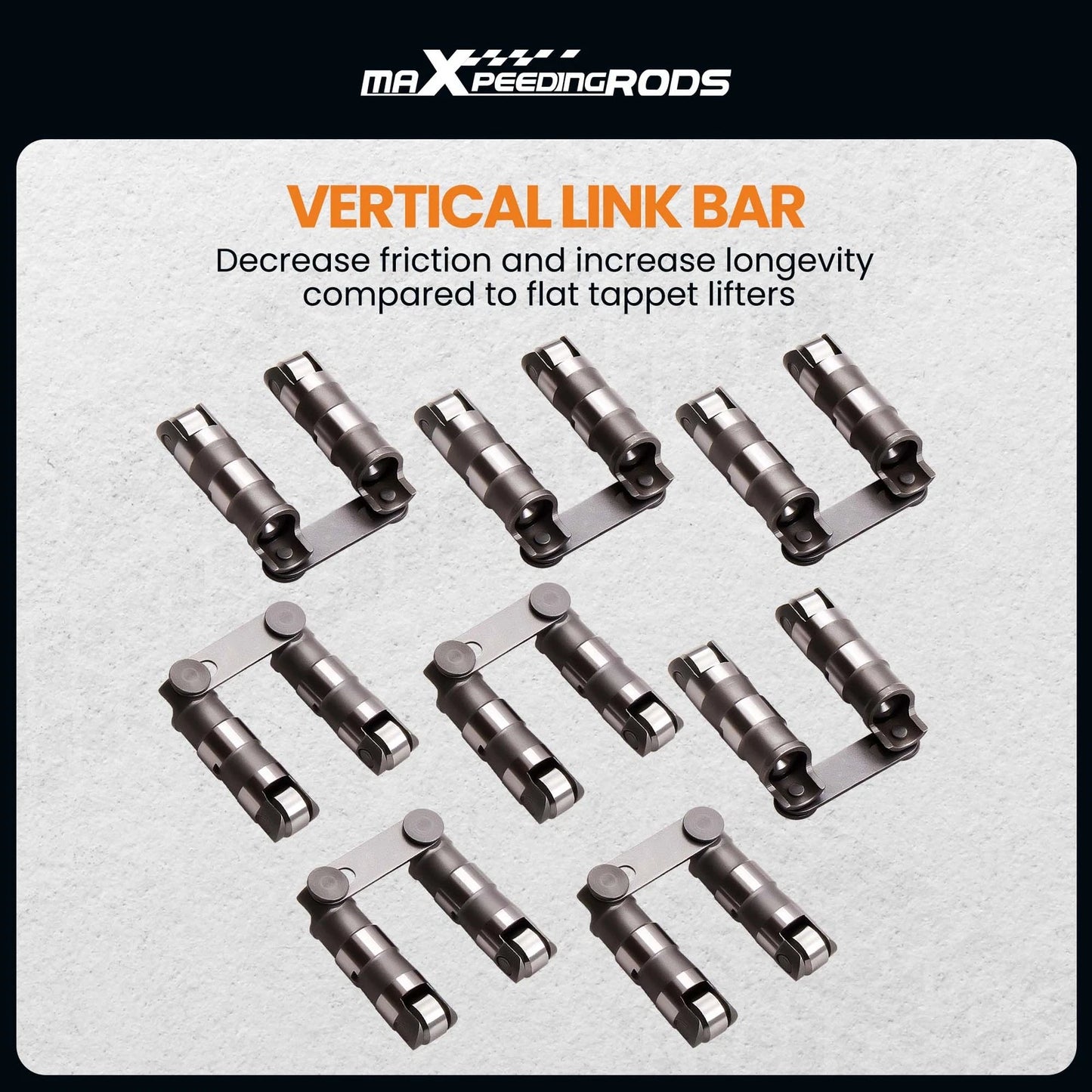 Hydraulic Roller Link Bar Lifters for Chevrolet Small Block 327 (1962–1969)