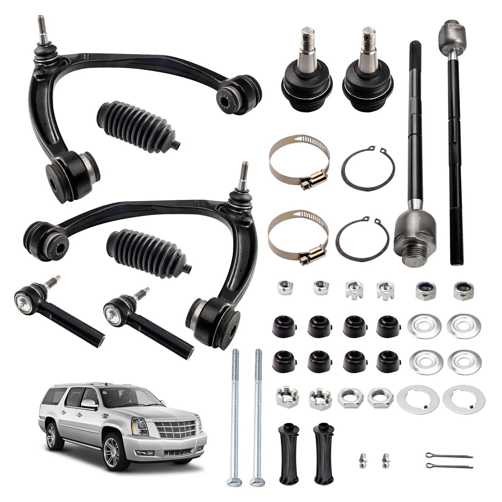 12 Pcs Front Control Arm Inner Outer Tie Rod Ends for GMC Yukon (2007–2014)