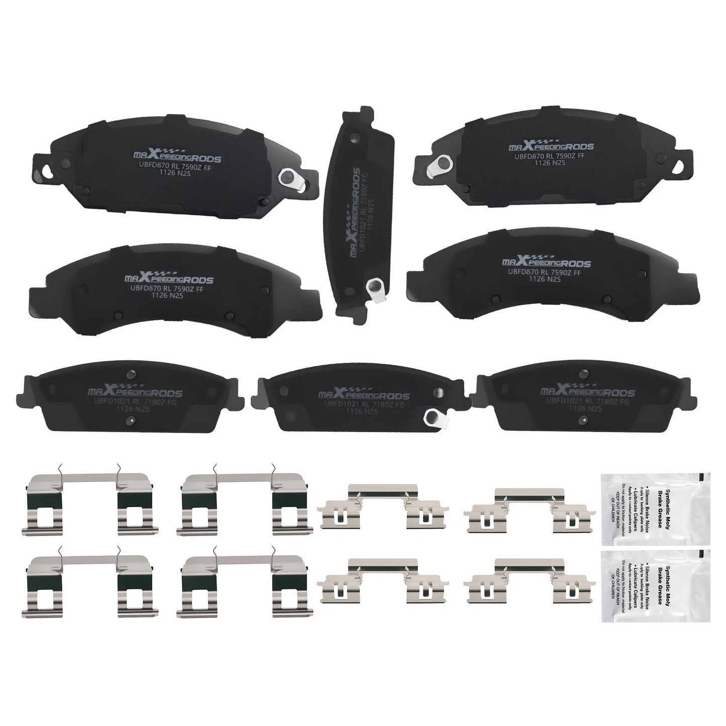 Front & Rear Brake Pads Kit for GMC Sierra 1500/Yukon/Yukon XL (2007-2014)