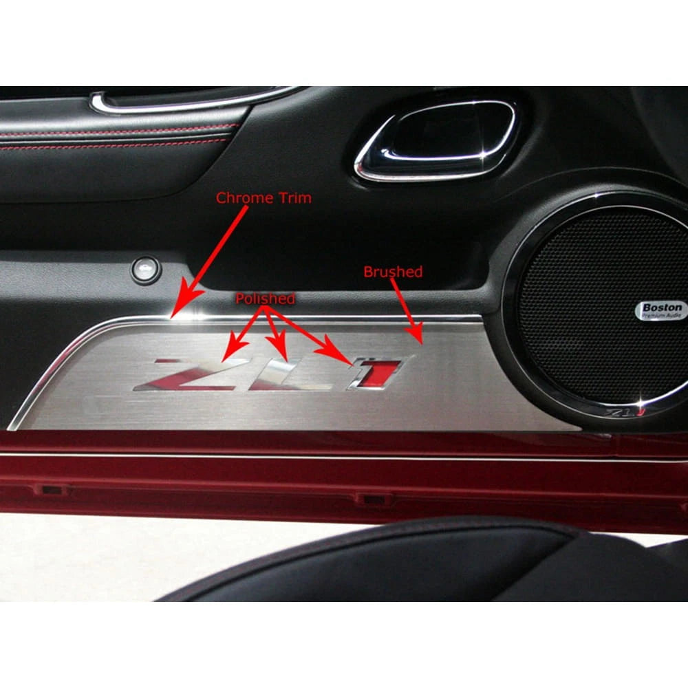 Door Panel Kick Plates Brushed Stainless Replacement for 2012–2015 Camaro ZL1