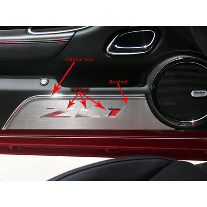 Door Panel Kick Plates Brushed Stainless Replacement for 2012–2015 Camaro ZL1