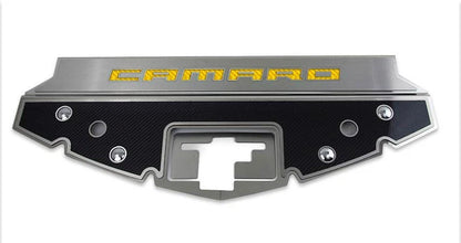 Carbon Fiber Front Header Plate w/Yellow CF Vinyl CAMARO Inlay for 16-20 Camaro