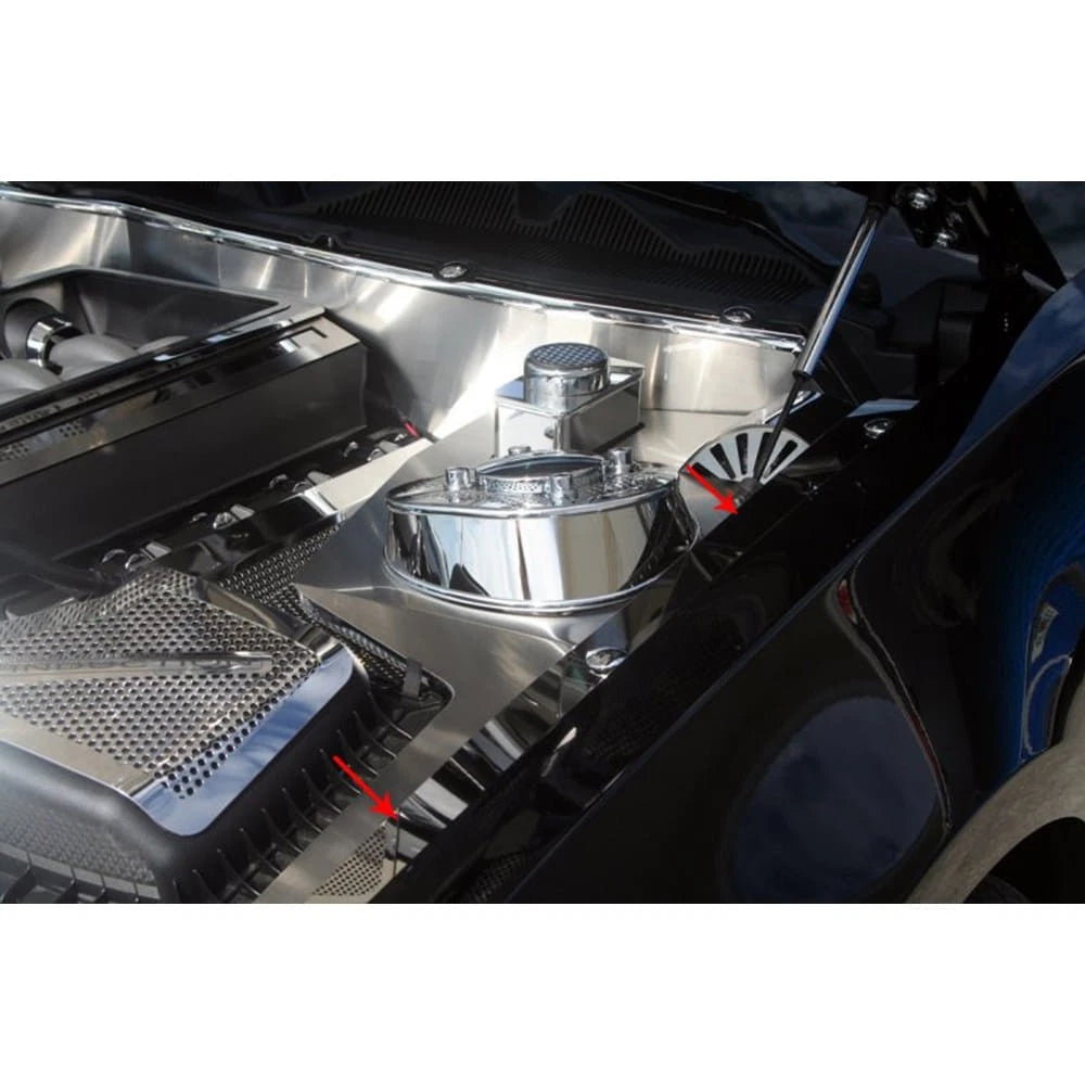 2pc Polished Stainless Steel Fender Top Caps for 2005–2009 Ford Mustang V6/GT
