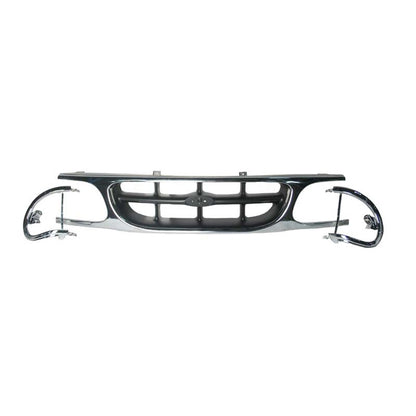 Replacement Gray Chrome/Ready to Paint Plastic Front Grille-See Compatible Chart